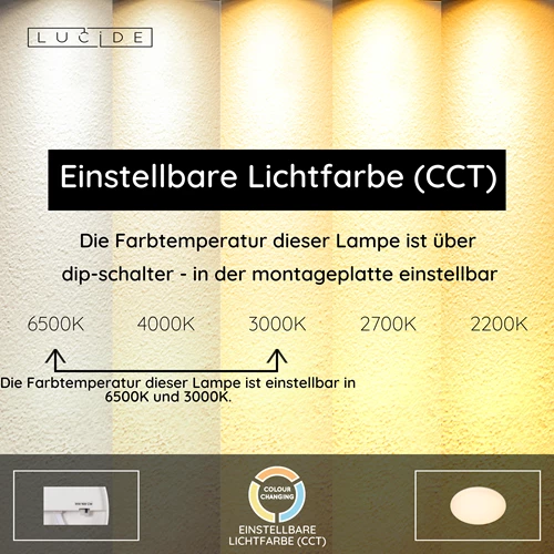 Lucide OLSON - Deckenleuchte Badezimmer - Ø 35 cm - LED - CCT - 1x36W 3000K/6500K - IP44 - Opal - USP